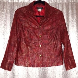 City Girl by Nancy Bolen EUC S red lace Chinese dragon jacket 🐲